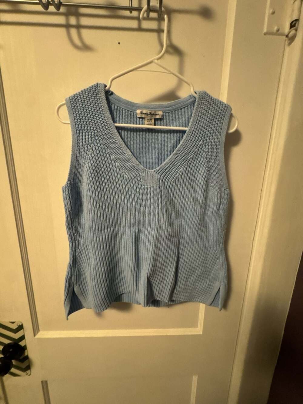 Tommy Bahama Blue Ribbed Pima Cotton Blend V-Neck Knit Tank Vest
